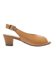 [Wide Steps] Hilda Leather Sandals in Tan