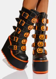 [Y.R.U.] Dune Jack O Lantern Platform Boots