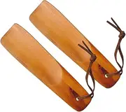 [WRITWAA] Shoe Horn Tool 2pcs Wooden Shoe Horns for Shoes Long Handler Shoe Horns Easy Wear Helper Shoehorns for Elderly