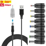 USB to DC 12V Power Cord Universal DC Plug 5.5 x 2.1mm Jack Charging Cord 9 in 1