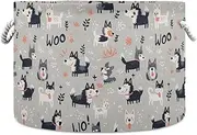 Cartoon Cute Dogs Grey storage basket foldable and waterproof containers for toys with sturdy handle Hamper accessories essentials for toy store tool
