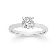 9ct White Gold Diamond Round Cluster Ring