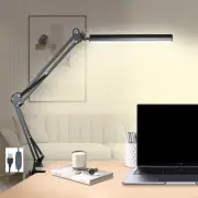 Adjustable Swing Arm Desk Lamp with Clamp, LED Desk Lamp,Dimmable Desk Light,...