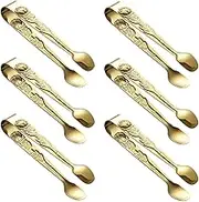 iplusmile 6pcs Mini Tongs with Decorative Pattern Elegant Serving Utensils for Ice Cubes Sugar Cubes Appetizers Practical Kitchen Tool for Parties and Buffets