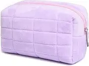 [ZPLxi] Plush Makeup Bag Cosmetic Bag for Women,Zipper Large Solid Color Travel Toiletry Bag Travel Make Up Toiletry Bag Pouch for Girls Student (Purple)