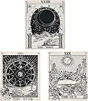 Likiyol Pack of 3 Tarot Tapestries with Rustproof Grommets, Seamless Nails, The Sun Moon Star Tarot Card Tapestries Vertical Tapestry Wall Hanging (16 x 20 inches/piece)