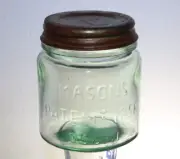 LITE GREEN MASON FRUIT JAR PATENT 1858 250 ML 1/2 PINT CANNING NEW ..