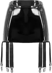 [GRRKDFQ] Women's Erotic Apparel High-Waisted Skirt with Garter Clips