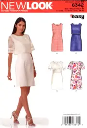 Above Knee Dress, Optional Overbodice New Look Sewing Pattern 6342 Sizes 8 to 20