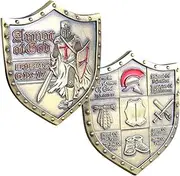 Put On The Whole Armor of God Challenge Coin – Eph 6:13-17 3D Shield of Faith Metal Religious Coin for Christian Gifts, Bible Coin Collection, Prayer Token for Church & School