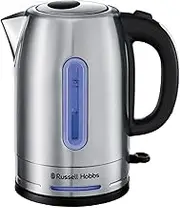 Russell Hobbs Electric Quiet Kettle, RHK26330, 1.7L, Blue Light Illumination, Brushed Stainless Steel