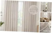 Linen Curtains 72 Inch Length 2 Panels for 52"W x 72"L (Pack of 2) Natural