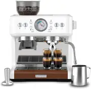 Coffee Maker with Grinder, Dual-Boiler & Temperature Adjustable Espresso Machine