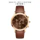 【Daniel Wellington】DW 手錶 Iconic Chronograph 42ｍｍ琥珀棕三眼皮革錶棕錶盤(DW00100640)