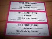 3 Hanson I Will Come To You / With You In My Dreams Jukebox Title Strips
