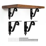 4 Pcs Decorative Shelf Brackets, 150mm/6 Inch Floating Shelf Brackets, Black
