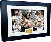 12x8 A4 Real Madrid Champions League Winners 2022 Celebration Benzema Modric Marcelo Kroos Casemiro Ancelotti Autographed Signed Photo Photograph Picture Frame Football Soccer Poster Gift