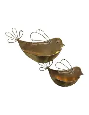 [Willow & Silk] Metal Wall Bird Design Pot Planters Set of 2 in Gold