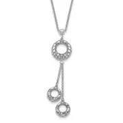 Sterling Silver Polished D/C Circle Dangle Necklace