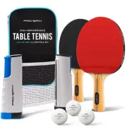 All-in-One Ping Pong Set with Retractable Net, Paddles, Balls, Storage Case