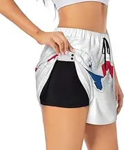 [GaxfjRu] Panama Flag Map Print Women's Running Shorts High Waisted Running Shorts Pocket Sporty Gym Elastic Short