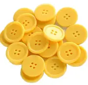 100pcs 1 Inch25mm Yellow Buttons 4 Holes Resin Button for Sewing and DIY Crafts