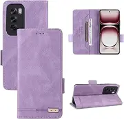 Phone Filp Case Compatible with Oppo Reno 12 Wallet Case,PU Leather Flip Folio Case with Card Holders [Shockproof TPU Inner Shell] Phone Cover, Magnetic Closure Protection Case Protective Case(Purple)