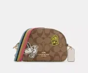 NWT Coach X Peanuts Mini Serena Satchel In Signature Canvas With Varsity Patches