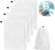 4 Packs Pool Vacuum Filter Bag for Leaf Vacuum Pool Cleaners, 12 x 8.8 Inch Fine Mesh Bag with Locking Cord Reusable Fine Sewing Mesh Filter Universal Bags Swimming Pool Vacuum Bag Replacement