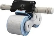 Generic Automatic Rebound Ab er Wheel with Kneel Pad Dual Wheel Abdominal Trainer for Core Strength Flexible Control Lightweight Portable Fitness Equipment Mobile Phone Random Color