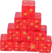 10pcs Five-pointed Star Dice Game Dices Miniature Dice Party Dice Fire Dice Graduation Party Pin Game Small Dices Square Dice Artist Dice Gold Dice Mini Dice Large Dice Resin Red Toyvian