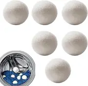Wool Dryer Balls Laundry Reusable, Sheet & Fabric Softener Set of 6, 2.36 inches, Long-Lasting Fabrics, Shortens Drying Time, Dryer Balls for Anti-Static, Reduces Wrinkles