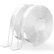 2 rollos de cinta de montaje de doble cara, tiras de cinta de pared transparente