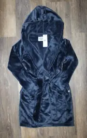 NWT UGG Women's Miranda Plush Velour Hooded Robe Navy Blue XS $130