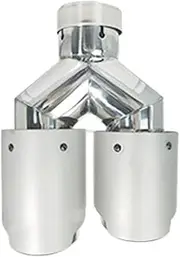 New 1 PCS Universal Double Car Compatible For Akrapovic Exhaust Muffler End Tips 304 Stainless Steel Dual Pipe(R 63MM IN 89MM OUT)