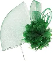 [VICASKY] Elegant Green Fascinator Hat Headband for Women Romantic Floral Design Lightweight Mini Top Hat for Tea Parties Weddings St Patrick's Day Cosplay Celebrations
