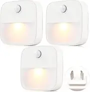 FIBOOMERANG Motion Sensor Night Light, Smart LED Nightlight Plug-in with AU Plug, Warm White Motion Activated Bedside Lamp for Bedroom, Bathroom, Wall, Stairs, Cabinet, Hallway (3 Packs)