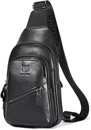 [Generic] Daseeme Genuine Sling Bag Men Shoulder Bag Multi-Pocket Chest Bag with USB Charging Port