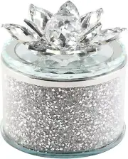 Sagebrook Home Crystal 4" Round Lotus Box 15421-02