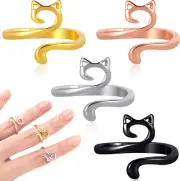 8Pcs Cat Knitting Crochet Ring for Finger Metal Open Yarn Guide Crochet Rings Ad