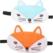 SHERCHPRY 2Pcs Cute Fox Sleep Mask Lightweight Eye for Travel Fatigue Relief for Naps Light Blocking Comfortable Eye Mask