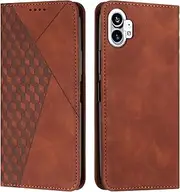 Compatible with Nothing Phone (1) 5G Magnetic Closure Wallet case Cover,Compatible with Nothing Phone One 5G Flip Kickstand Case Brown