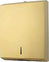 VANNSOO Paper Towel Dispenser, Commercial Stainless Steel Tri-fold/Multi-fold/C-Fold Paper Towel Holder Wall Mount Key (Gold)