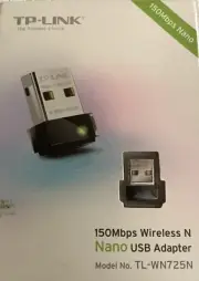 TP-LINK ~ TL-WN725N ~ 150MBPS Wireless Nano USB 2.0 WIFI Network Adapter