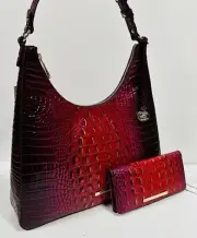 BRAHMIN NWT RUBY OMBRE MELBOURNE TABITHA SATCHEL & ADY WALLET ~ GENUINE LEATHER