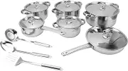 Kitchen Battery, in Stainless Steel Sets of stoves and Pans with jar of Stove lids for Beginners and Professionals