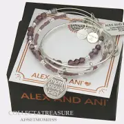 Authentic Alex and Ani Mom Knows Best Set of 3 Shiny Silver Charm Bangle