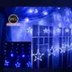 摩達客-LED燈造型滿天星星窗簾燈聖誕情境燈_藍白光透明線 | 附贈IC控制器_插電式 (5.3折)