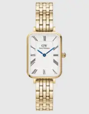 Daniel Wellington Women's Quadro Roman Numerals 5-Link Gold Watch 20X26mm NEW