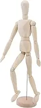 Asixxsix Artist Drawing Manikin, Flexible Body Joints Human Figure Articulated Mannequin with Base and Flexible Body, Wooden Human Model for Art Creation, Home Office Desk
